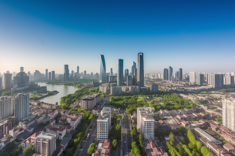 蔚蓝天空空气清新新科技时代发展高楼居民楼建筑,高清,摄影图,摄影图片,图片大全,摄影图免费下载